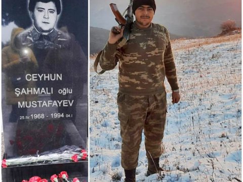 Şəhid ata döyüşçü oğlu ilə “görüşdü” - VİDEO