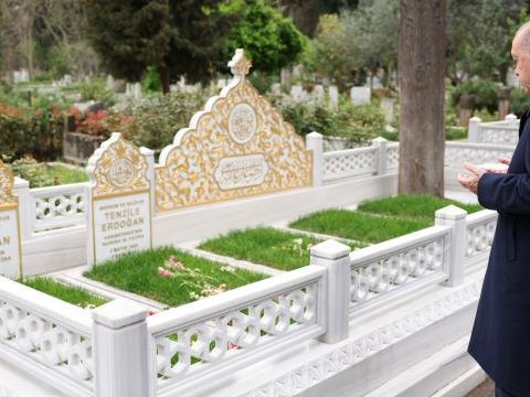 Ərdoğan ata-anasının məzarı üstündə