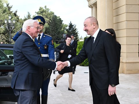 İlham Əliyev Almaniya Prezidentini qarşıladı
