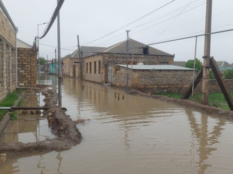 Gəncədə evləri su basdı - FOTO