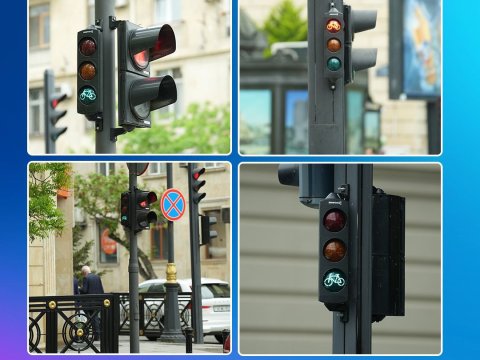 Bakıda svetoforlara velospied bölmələri quraşdırılıb