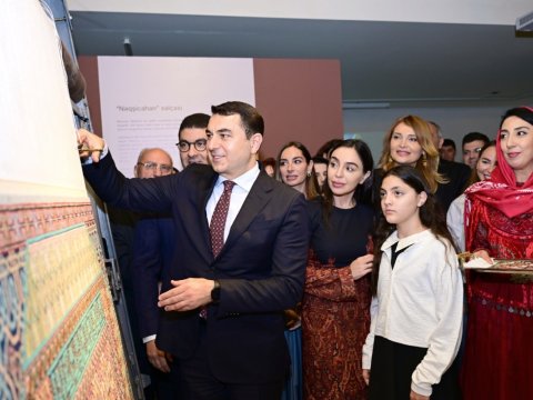Leyla və Arzu Əliyevalar &ldquo;Rabat xalça sənəti&rdquo; sərgisində -&nbsp;FOTOLAR