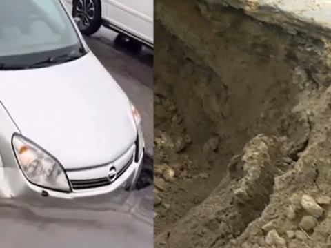 Bakıda bu yol 20 gündə ikinci dəfə çökdü - VİDEO