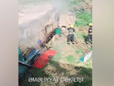 Sabirabadda çayxana yandı - VİDEO