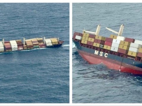 Təhlükəli yük daşıyan konteyner gəmisi BATDI