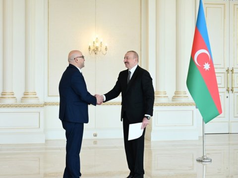 Prezident Fələstinin yeni səfirinin etimadnaməsini qəbul edib - FOTO