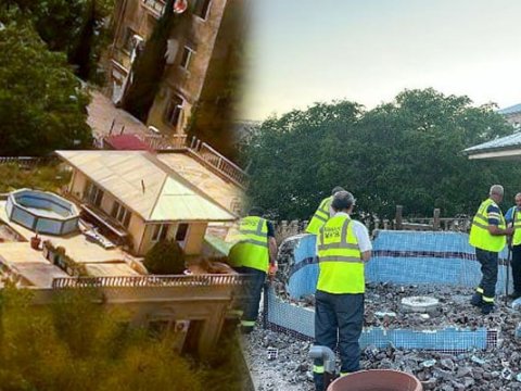 Bakıda binanın damında tikilən hovuz söküldü&nbsp;- FOTOLAR