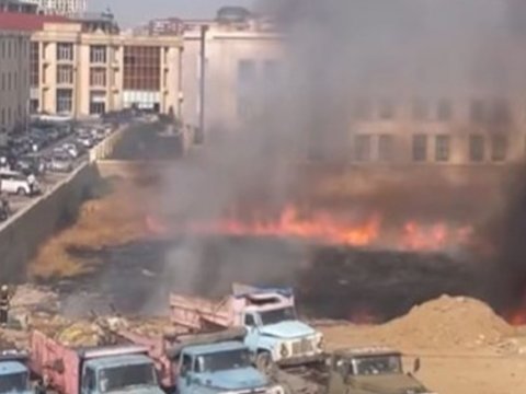 Nərimanovda boş sahədə güclü YANĞIN