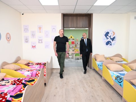 İlham Əliyev uşaq bağçasının açılışında - GÖRÜNTÜLƏR