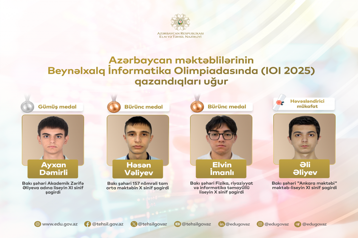 Şagirdlərimizdən beynəlxalq olimpiadada yüksək NƏTİCƏ