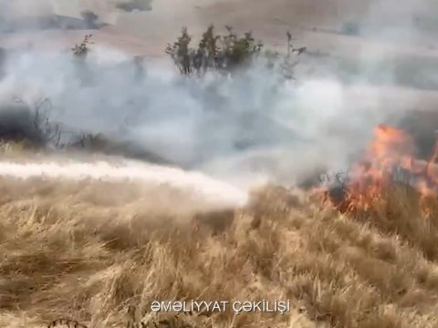 Qazaxda açıq ərazidə yanğın - VİDEO