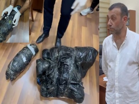 Narkokuryerdə 10 kq marixuana aşkarlandı - VİDEO