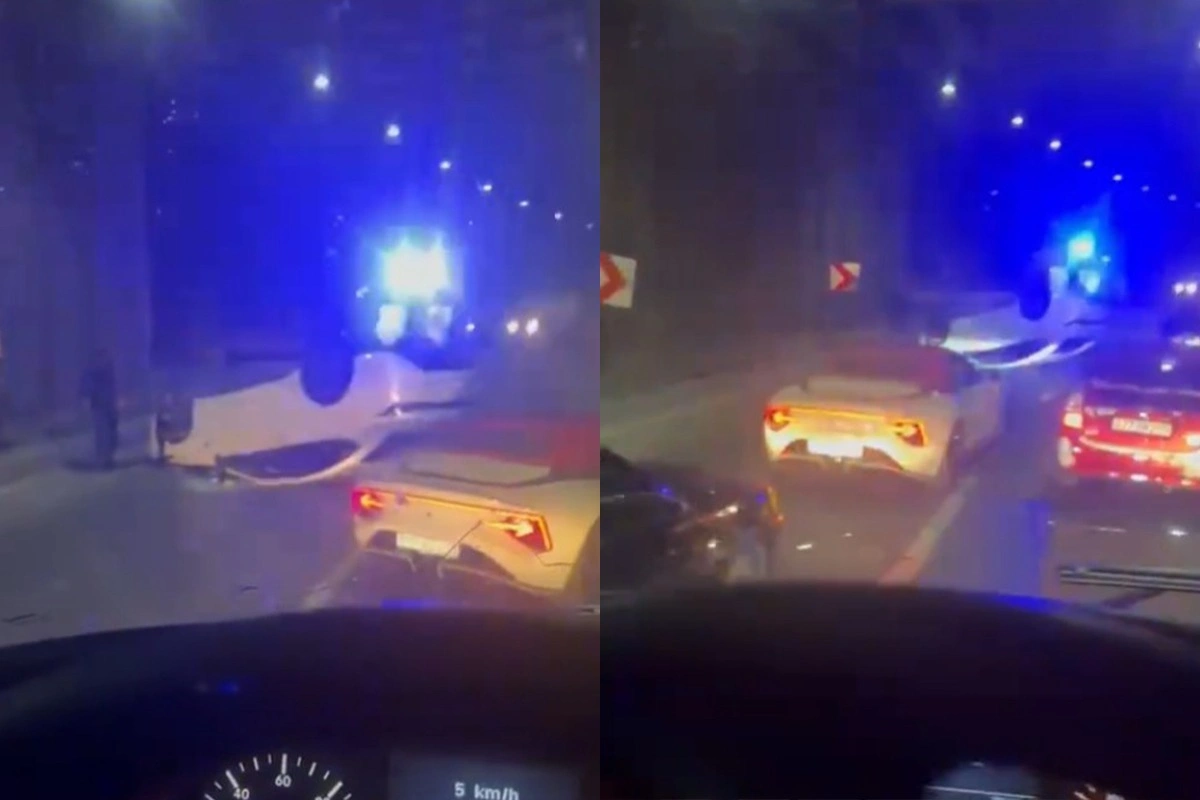 В Баку перевернулся BYD - ВИДЕО