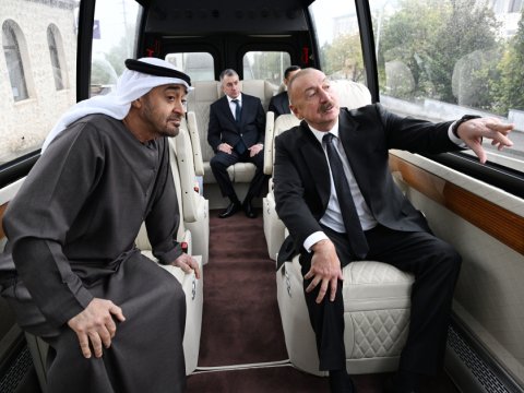 İlham Əliyevlə Nəhyan Şuşa məscidindəki tikinti ilə tanış olublar