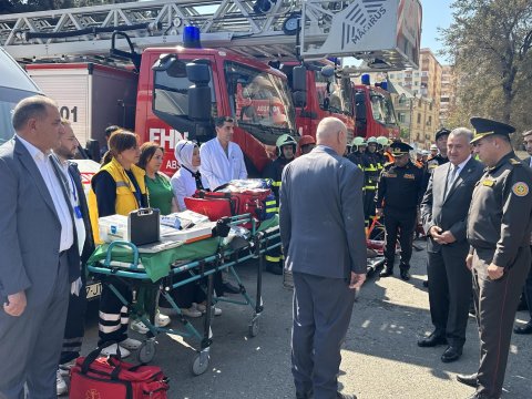 Abşeronda mülki müdafiə məşqi təşkil edildi - FOTOLAR