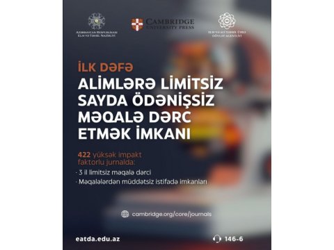 Alimlərə limitsiz və ödənişsiz məqalə dərc etmək imkanı təqdim edildi