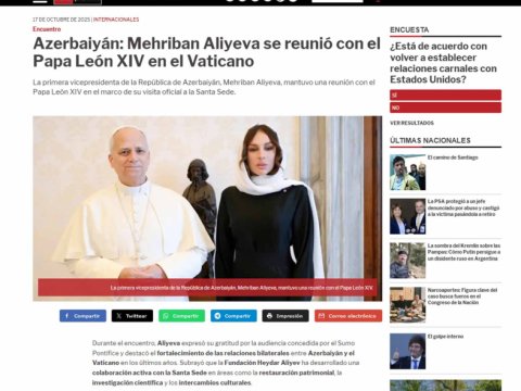 Mehriban Əliyevanın Vatikana səfəri dünya mediasının diqqət mərkəzində