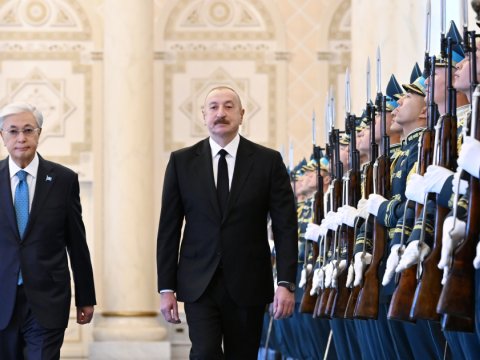 İlham Əliyevin Astanada rəsmi qarşılanma mərasimi keçirilir