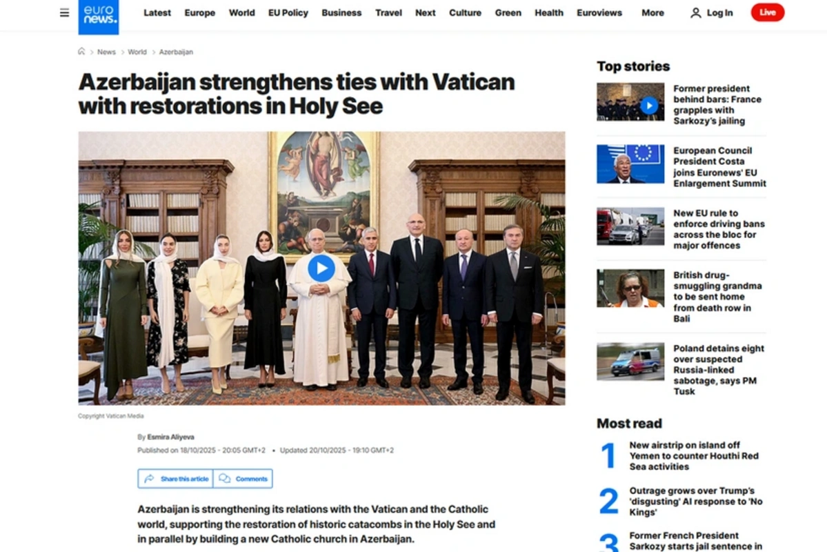 Azərbaycan Vatikanla əlaqələri gücləndirir - "Euronews"