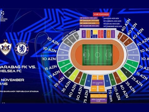 "Qarabağ" - "Çelsi" oyununun biletləri satışa çıxarılır - QİYMƏTLƏR
