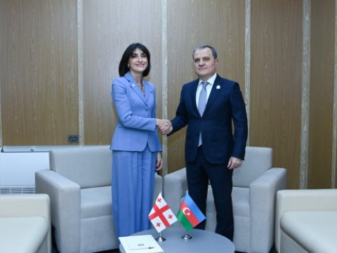 Ceyhun Bayramov Səmərqənddə gürcüstanlı həmkarı ilə görüşdü