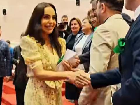 Leyla Əliyeva Avropa-Azərbaycan məktəbində - VİDEO