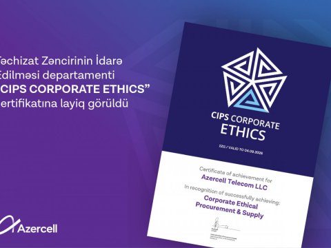 Azercell beynəlxalq sertifikata layiq görüldü