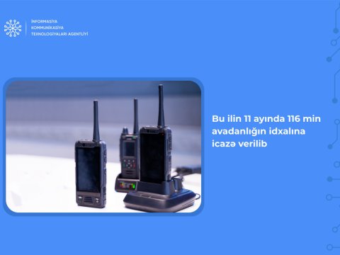 Bu il 116 min avadanlığın idxalına icazə verilib