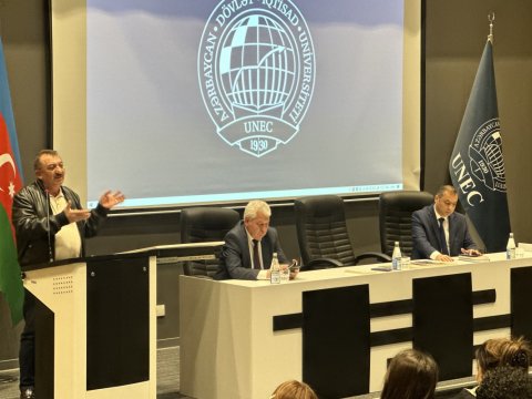 UNEC-də Muxtar İmanov və Rüstəm Behrudi ilə görüş keçirilib -&nbsp;FOTOLAR