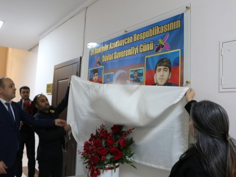 Kollecdə şəhidin xatirə lövhəsinin açılışı oldu - FOTO