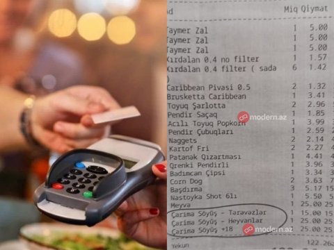 Bakıda restoranda kuryoz olay: Söyüşə görə&nbsp;müştəriyə cərimə&nbsp;yazıldı