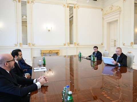 Beynəlxalq mükafatın nümayəndə heyəti İlham Əliyevin qəbulunda - FOTOLAR