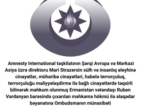 Ombudsman Vardanyanla bağlı açıqlama yaydı