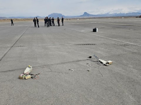 Naxçıvan aeroprotuna düşən dronun qalıqları -&nbsp;FOTO