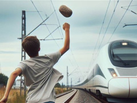 Sürət qatarına daş atan yeniyetmələr polisə çağırıldı