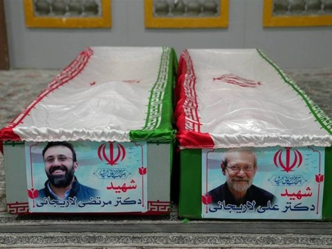 Laricani və oğlu tabuta qoyuldu - FOTO