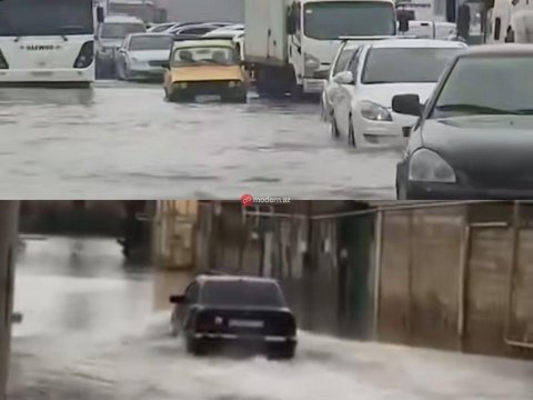 Bakıda yağışın fəsadları: Su altında qalan ərazilər