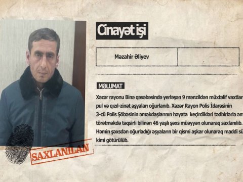 Binədə 9 mənzildən oğurluq edən şəxs həbs edildi&nbsp;-&nbsp;VİDEO