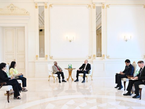 İlham Əliyev Mavriki Prezidenti ilə görüşüb