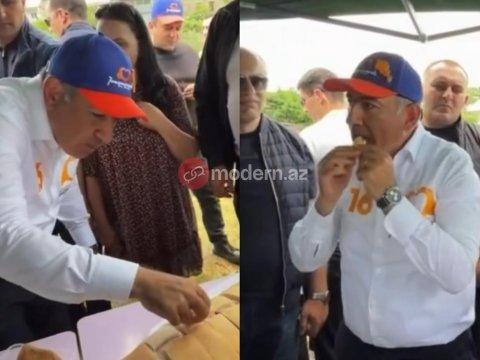 Paşinyan pirojkidən donuza keçdi - VİDEO