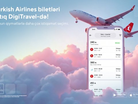 THY və digər hava yollarına biletlər də DigiTravel-lə&nbsp;ABB mobile tətbiqində!