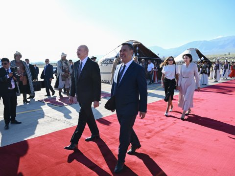 Ilham Aliyev is on a visit to Kyrgyzstan