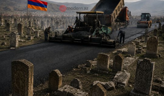 12 qəbiristanlığımızın&nbsp;üzərindən asfalt yol çəkiblərmiş - BARBARLIQ