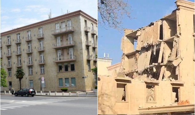 Bakıda məşhur hotel sökülür - Yeni GÖRÜNTÜLƏR 