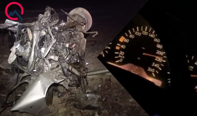 İki gəncin öldüyü dəhşətli qəzanın görüntüləri: 220 ilə gedirlərmiş