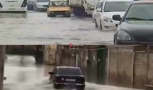 Bakıda yağışın fəsadları: Su altında qalan ərazilər