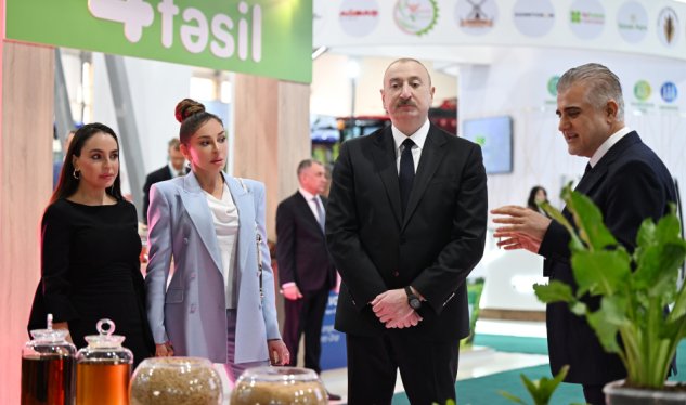 Prezidentlə xanımı sərgilərlə tanış oldu - FOTOLAR