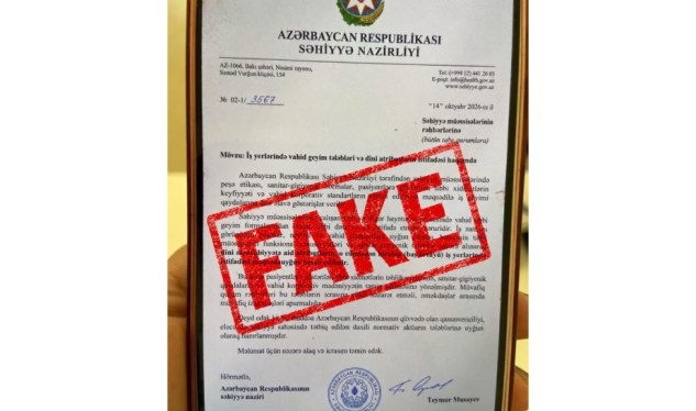 Xəstəxanalarda hicab məhdudiyyəti ilə bağlı yayılan sənəd saxtadır