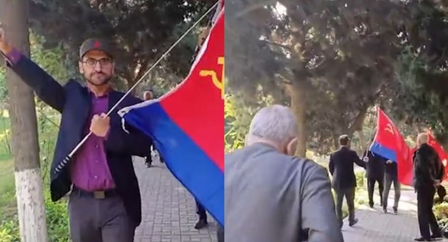 Bakıda SSRİ bayrağı qaldırıldı - Polis HƏRƏKƏTƏ KEÇDİ