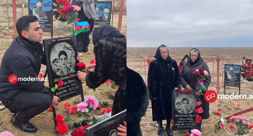 Milli Qəhrəmanların ailələri Aktauda qəza yerində - GÖRÜNTÜLƏR